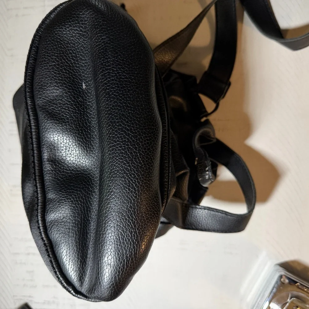 Adidas Black faux‎ Leather Drawstring Backpack